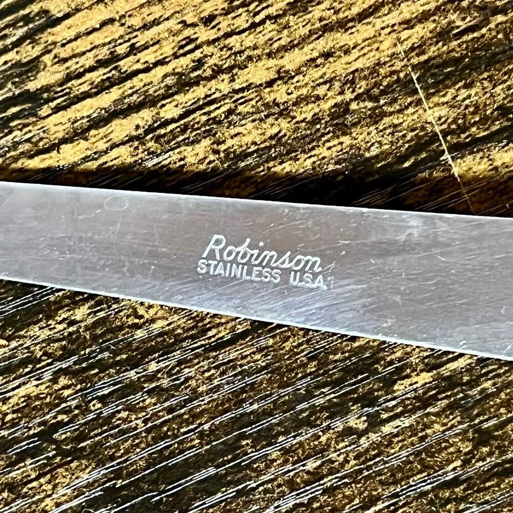 Vintage ROBINSON Stainless Spatula Turner Flipper 12” Wood Handle USA